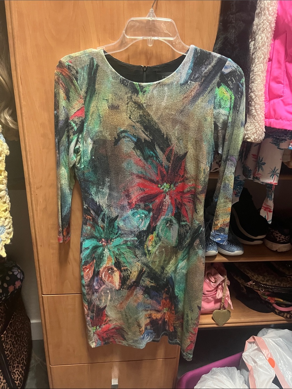 Karen Kane Multicolor Abstract Floral Long Sleeve Dress
